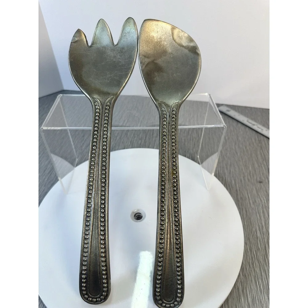 Wilton Armetale Serving Fork And Spoon Flutes And Pearls - Dinner Entertaining